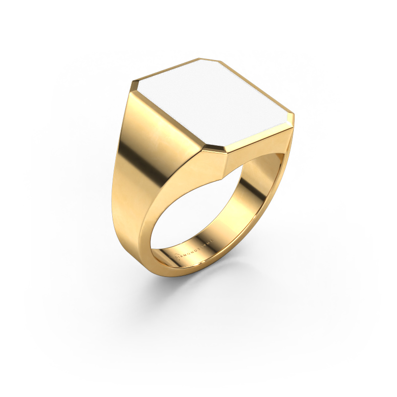 Image of Signet ring Lars 4 585 gold White enamel 15x12 mm