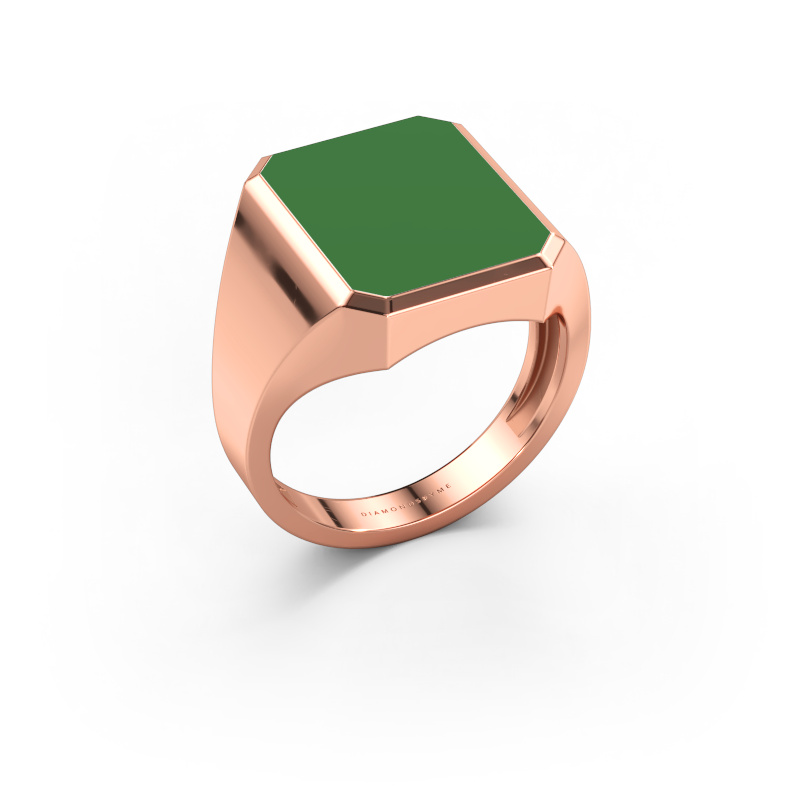 Bild av Signetring Lars 4 light 585 roséguld Grön emalj 15x12 mm