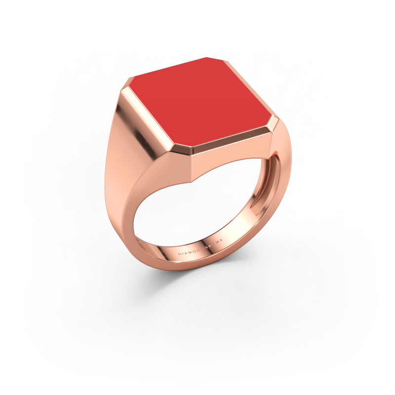 Bild av Signetring Lars 4 light 585 roséguld Röd emalj 15x12 mm