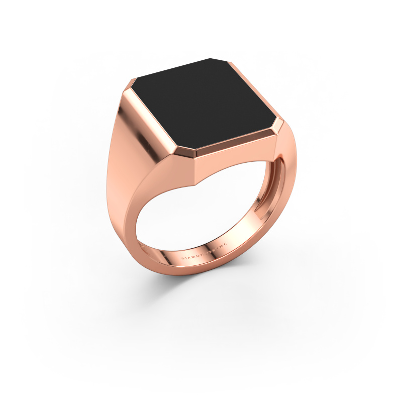 Immagine di Anello chevalier Lars 4 light 585 oro rosa Smalto nero 15x12 mm