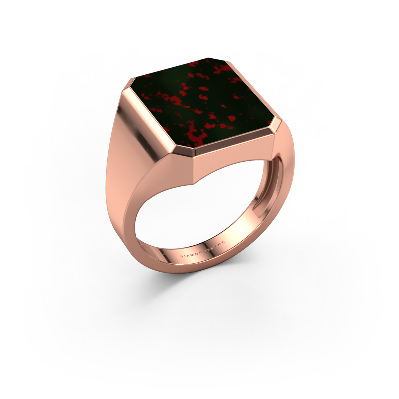 Image of Signet ring Lars 4 light 585 rose gold Bloodstone 15x12 mm