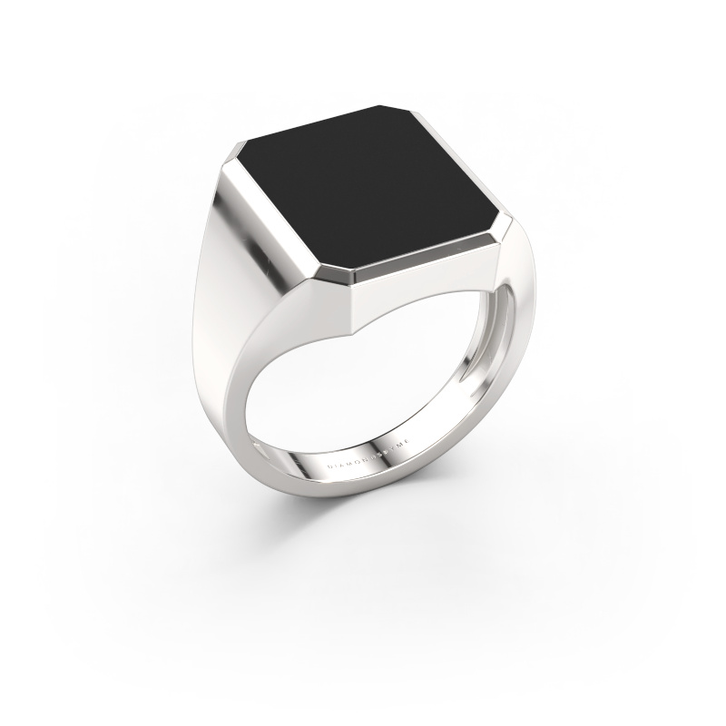 Bild av Signetring Lars 4 light 950 platina Svart emalj 15x12 mm