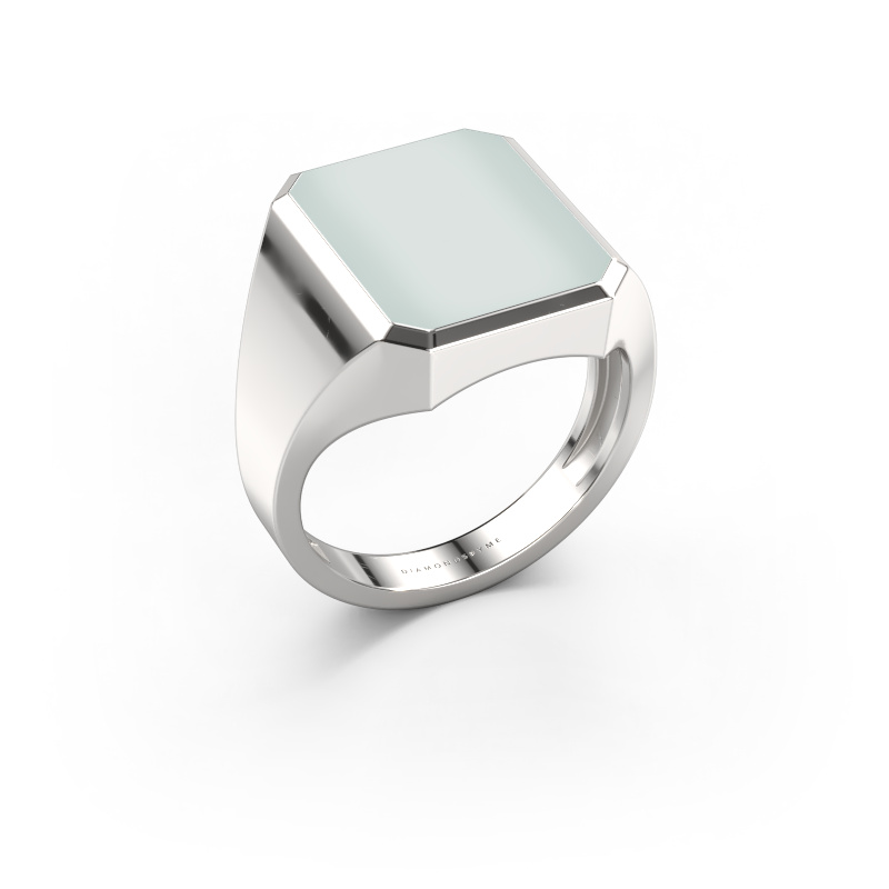 Image of Signet ring Lars 4 light 950 platinum Green sardonyx 15x12 mm