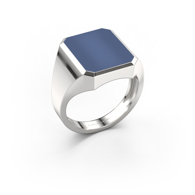 Bild von Siegelring Lars 4 light 585 Weißgold Blau Lagenstein 15x12 mm