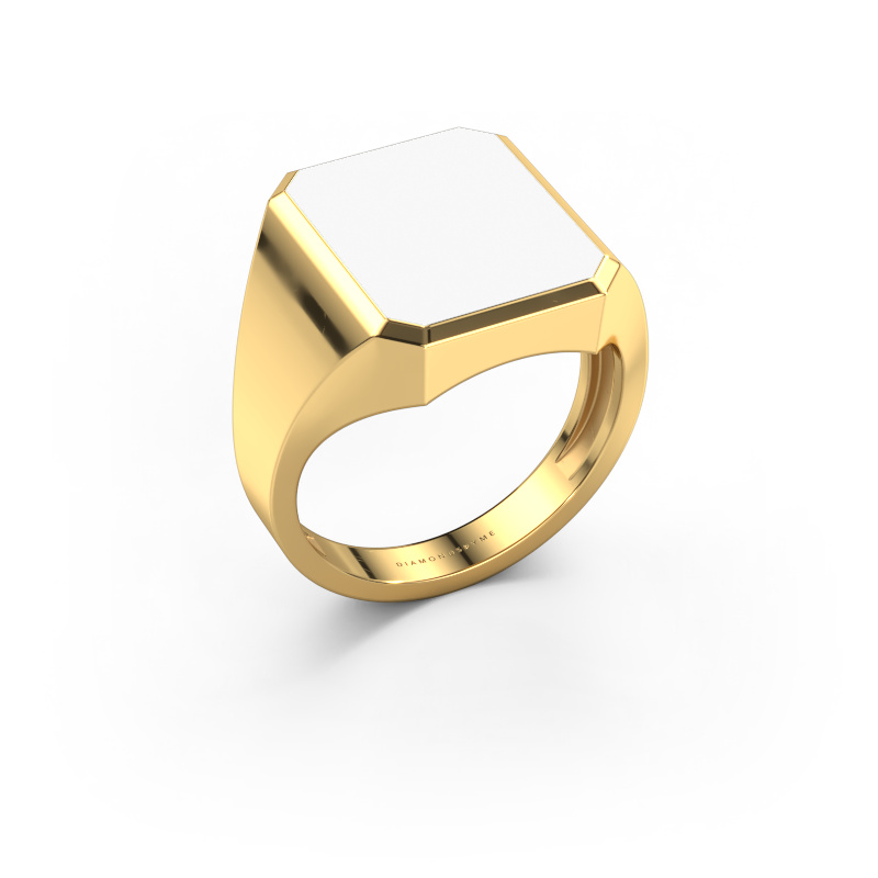 Image de Chevalière Lars 4 light 585 or jaune émail blanc 15x12 mm