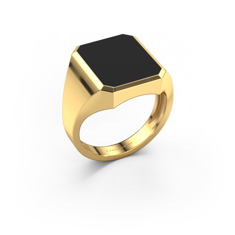 Image de Chevalière Lars 4 light 585 or jaune émail noir 15x12 mm