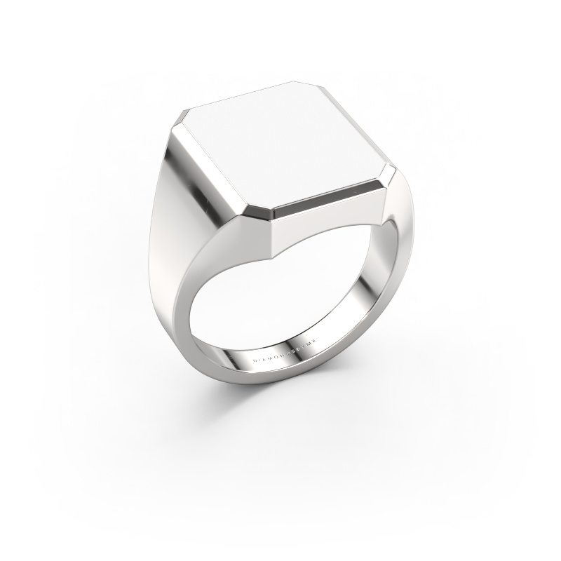 Afbeelding van Zegelring Lars 4 950 platina Witte emaille 15x12 mm