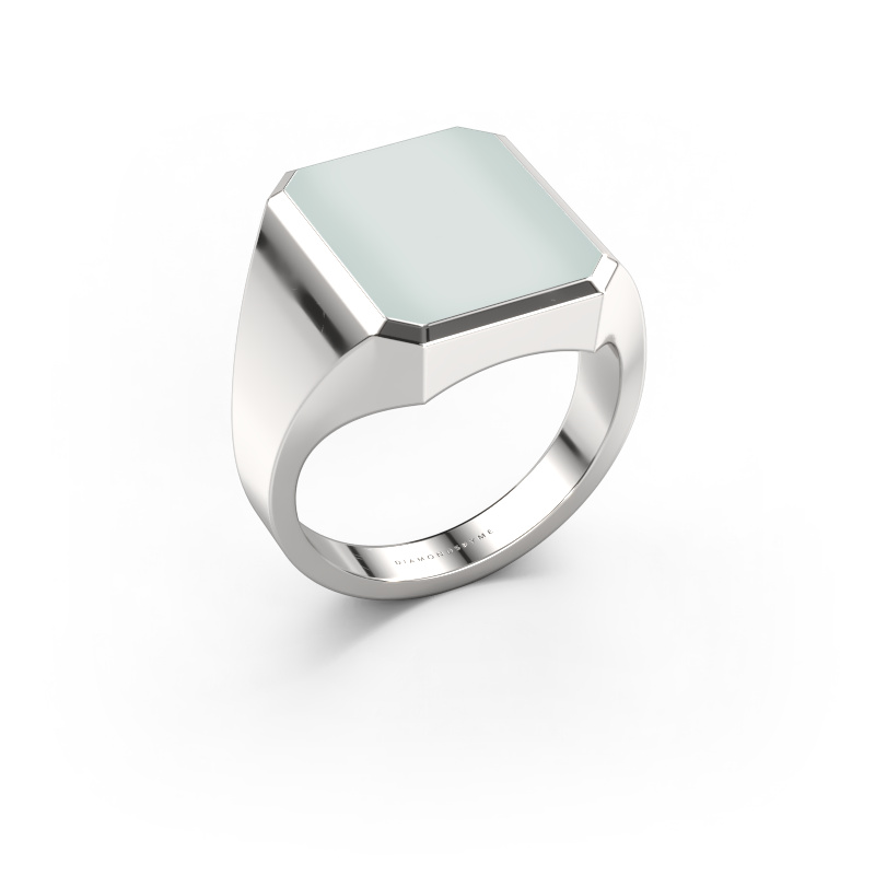 Image of Signet ring Lars 4 950 platinum Green sardonyx 15x12 mm