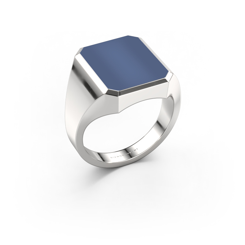 Image of Signet ring Lars 4 585 white gold Blue sardonyx 15x12 mm