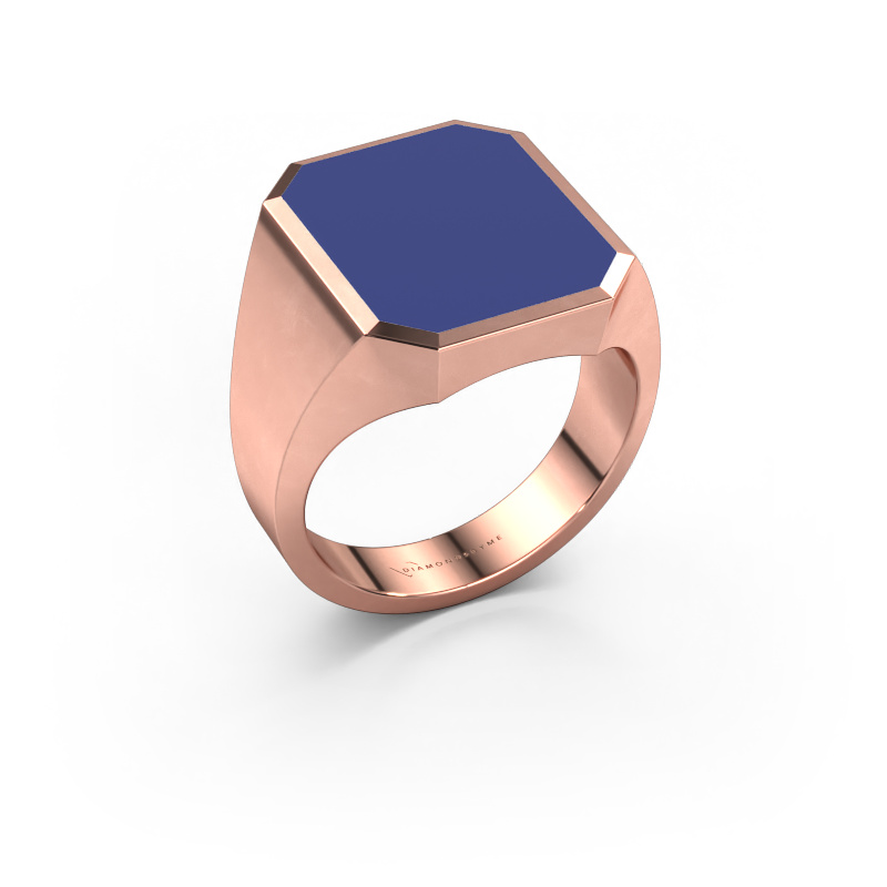 Bild von Siegelring Lars 5 585 Roségold Blau Emaille 16x13 mm