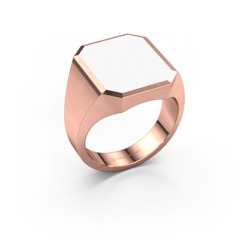 Image of Signet ring Lars 5 585 rose gold White enamel 16x13 mm