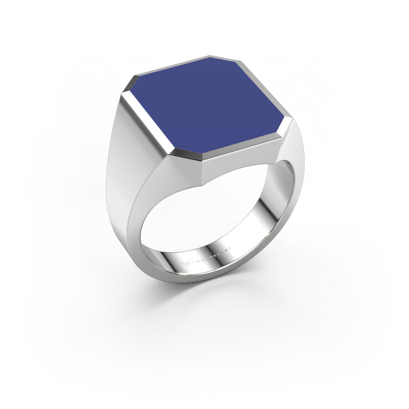 Bild von Siegelring Lars 5 585 Weißgold Blau Emaille 16x13 mm