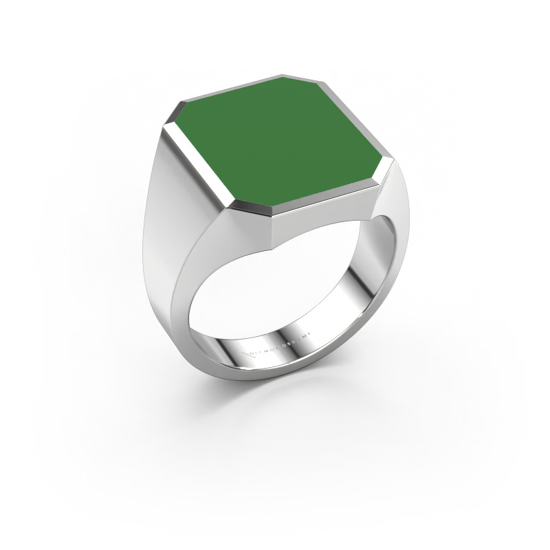 Bild von Siegelring Lars 5 950 Platin Grüne Emaille 16x13 mm