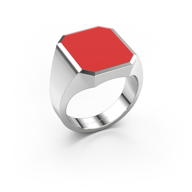 Bild von Siegelring Lars 5 950 Platin Rot Emaille 16x13 mm