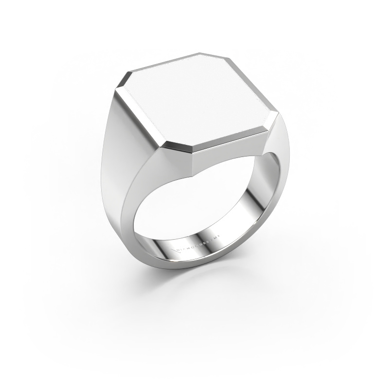 Image of Signet ring Lars 5 585 white gold White enamel 16x13 mm