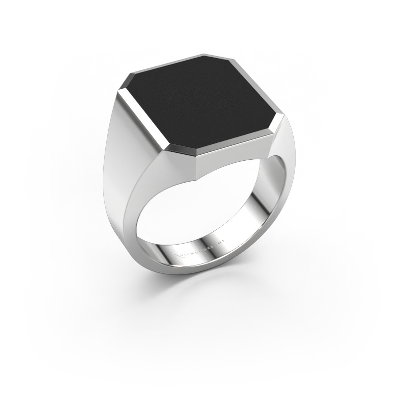 Image of Signet ring Lars 5 950 platinum Black enamel 16x13 mm