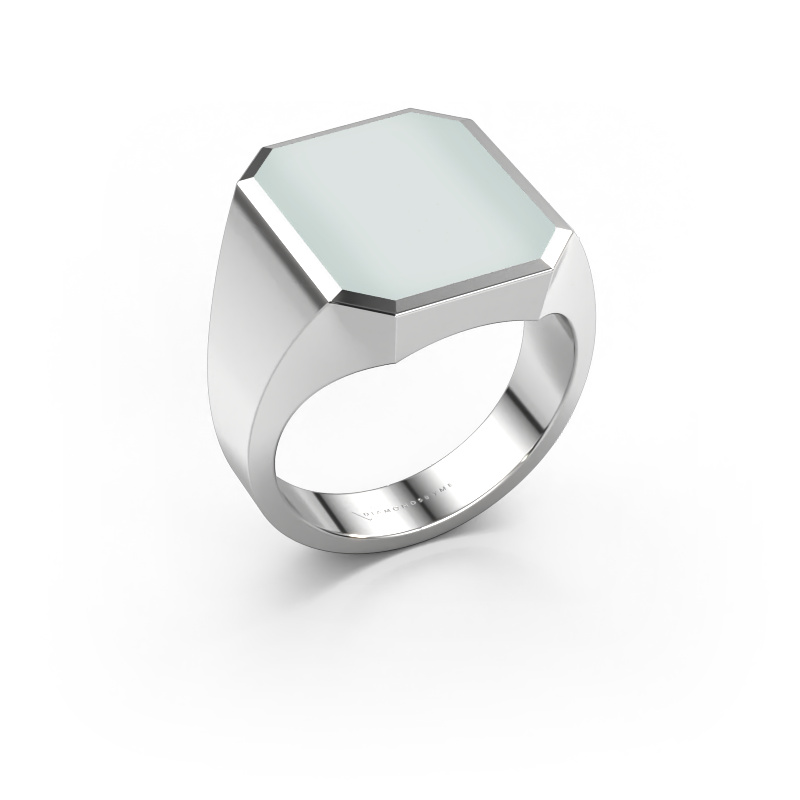 Image of Signet ring Lars 5 585 white gold Green sardonyx 16x13 mm