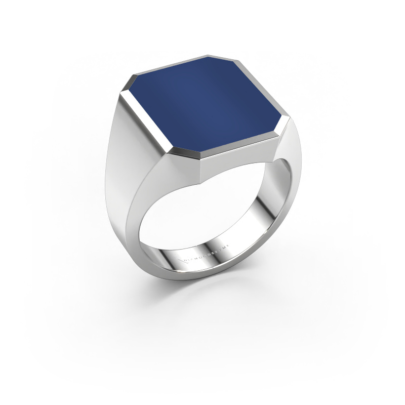 Image of Signet ring Lars 5 585 white gold Lapis 16x13 mm