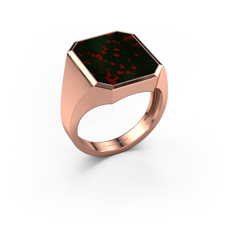 Image of Signet ring Lars 5 light 585 rose gold Bloodstone 16x13 mm
