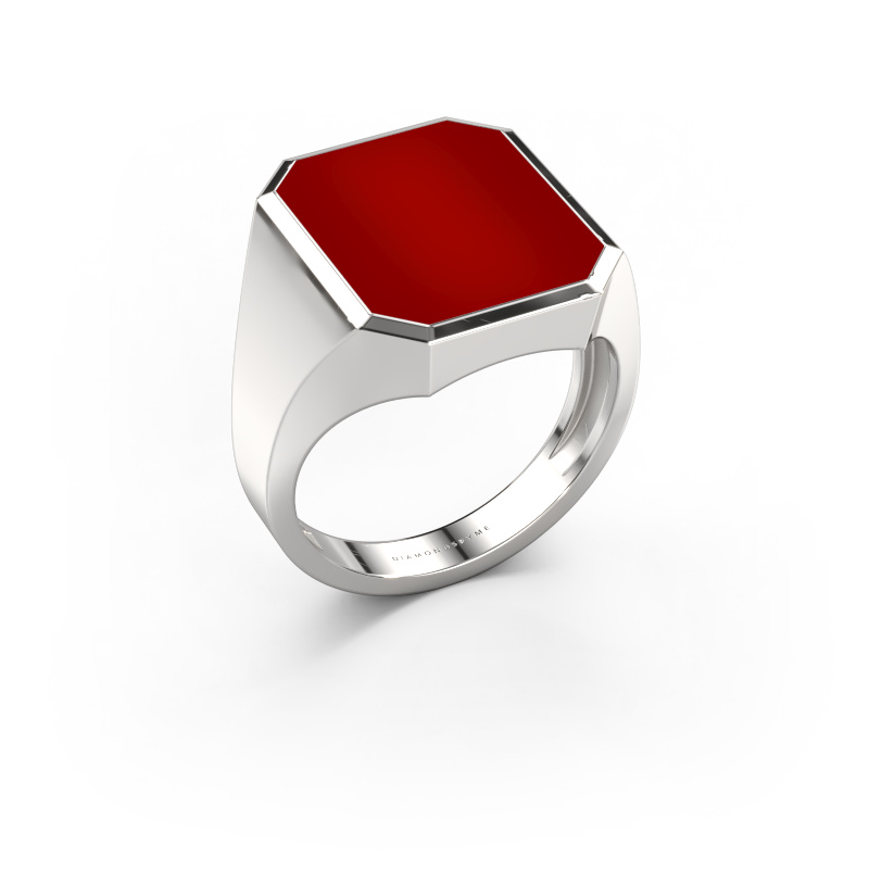 Image of Signet ring Lars 5 light 585 white gold Carnelian 16x13 mm