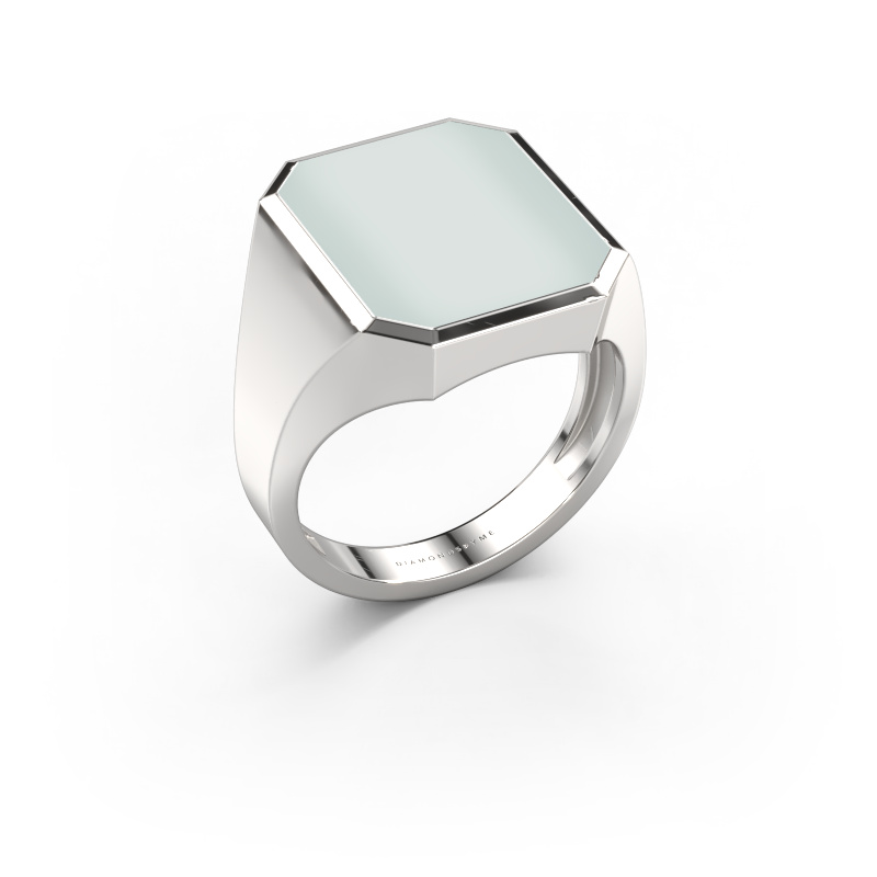 Image of Signet ring Lars 5 light 950 platinum Green sardonyx 16x13 mm