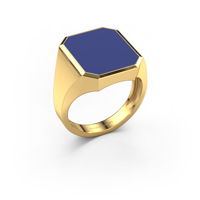 Image of Signet ring Lars 5 light 585 gold Blue enamel 16x13 mm