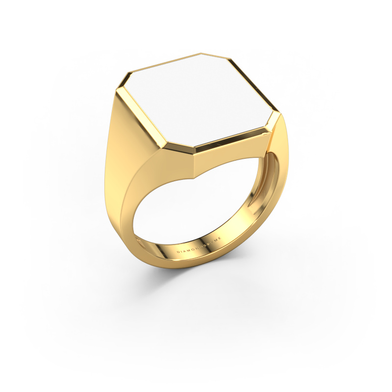 Image of Signet ring Lars 5 light 585 gold White enamel 16x13 mm