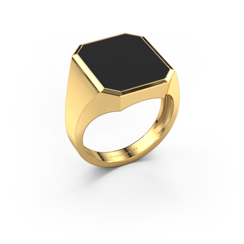 Image de Chevalière Lars 5 light 585 or jaune émail noir 16x13 mm