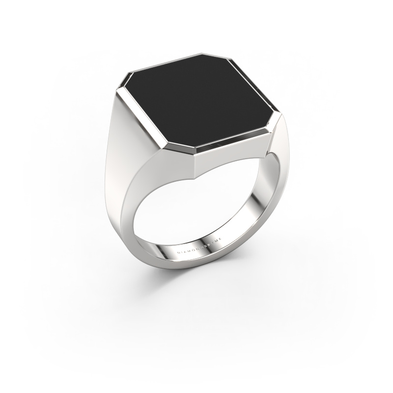 Image of Signet ring Lars 5 950 platinum Black enamel 16x13 mm
