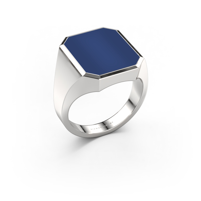 Image of Signet ring Lars 5 585 white gold Lapis 16x13 mm