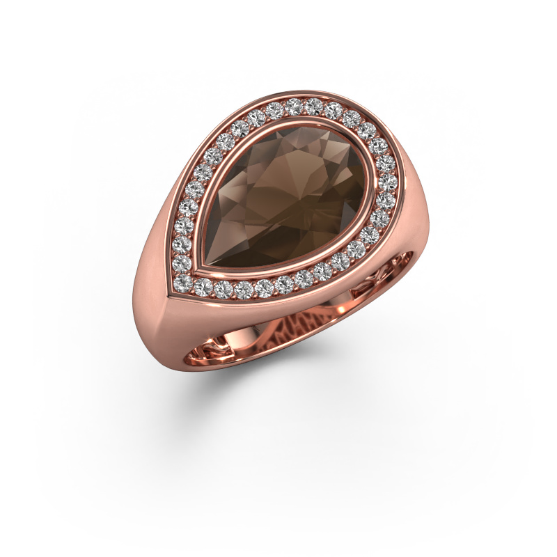 Image of Ring Latashia 585 rose gold Smokey quartz 12x8 mm