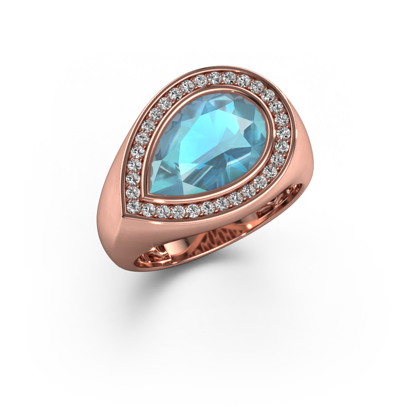 Image de Bague Latashia 585 or rose Topaze bleue 12x8 mm