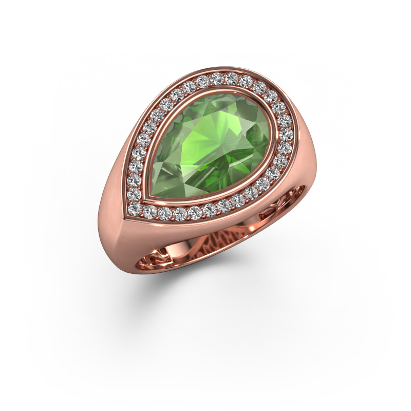 Image of Ring Latashia 585 rose gold Tourmaline green 12x8 mm