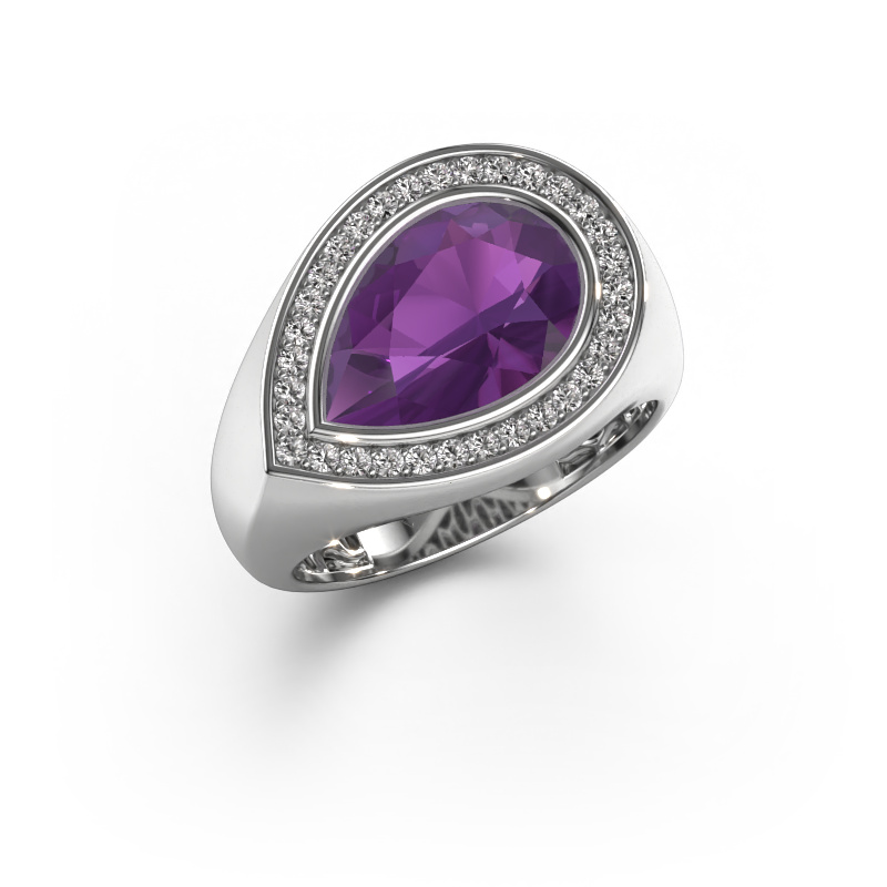 Bild von Ring Latashia 585 Weißgold Amethyst 12x8 mm