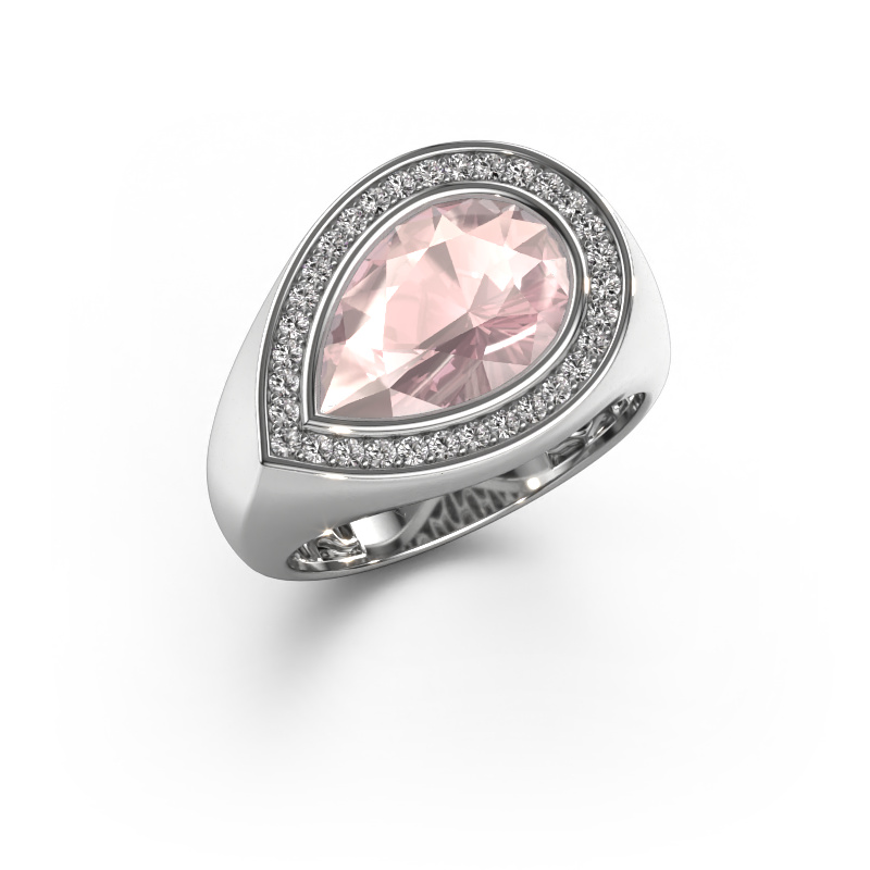 Image of Ring Latashia 585 white gold Morganite champagne 12x8 mm