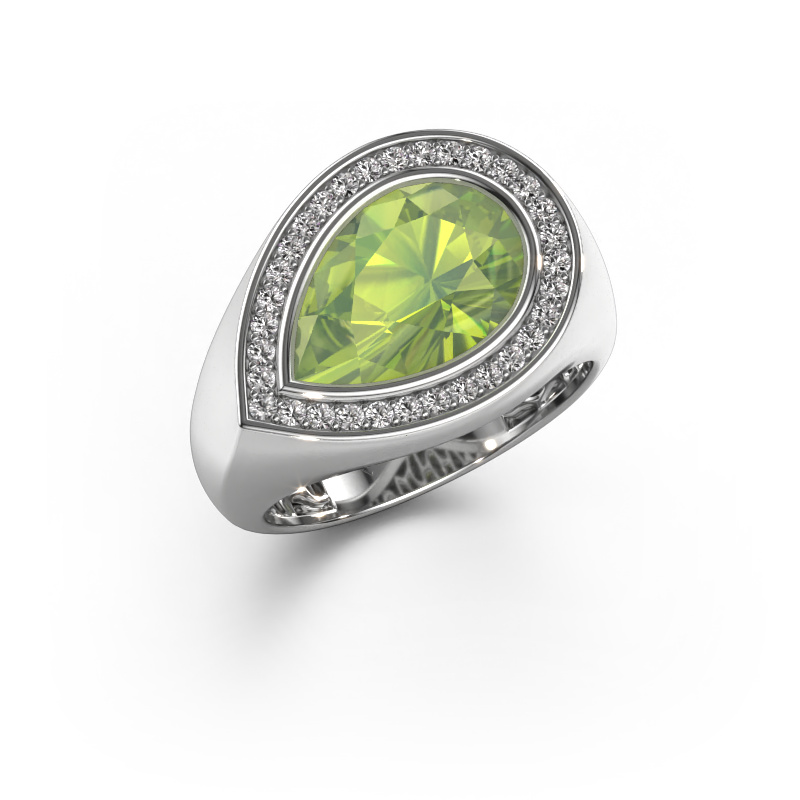 Image of Ring Latashia 585 white gold Peridot 12x8 mm