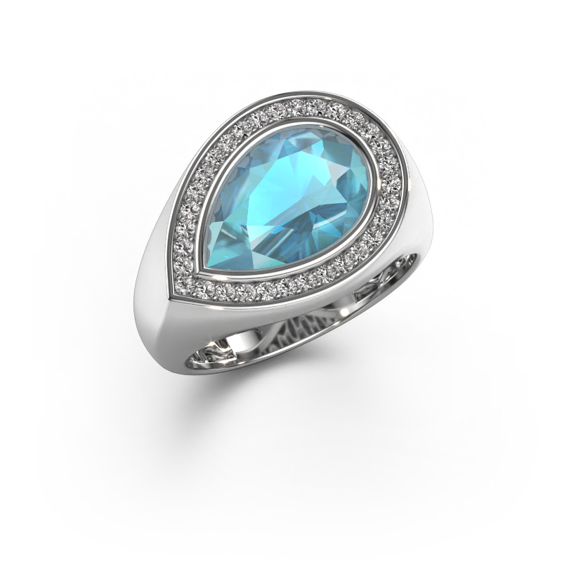 Bild von Ring Latashia 585 Weißgold Blau Topas 12x8 mm