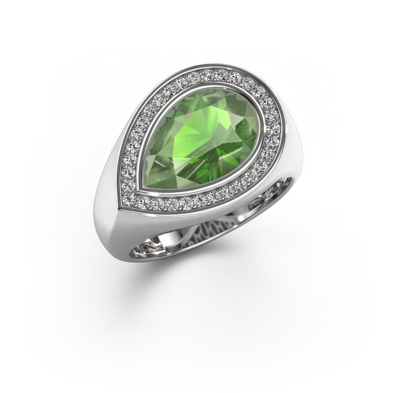 Image of Ring Latashia 585 white gold Tourmaline green 12x8 mm