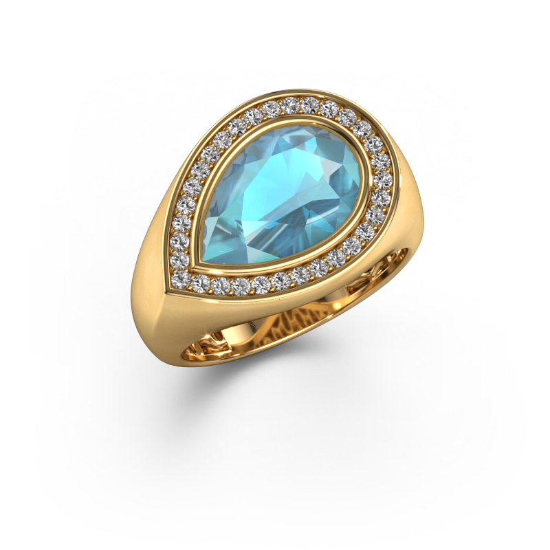 Image de Bague Latashia 585 or jaune Topaze bleue 12x8 mm