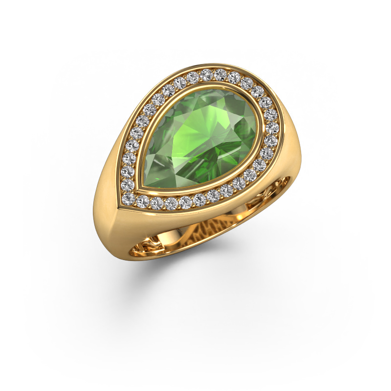 Image de Bague Latashia 585 or jaune Vert tourmaline 12x8 mm