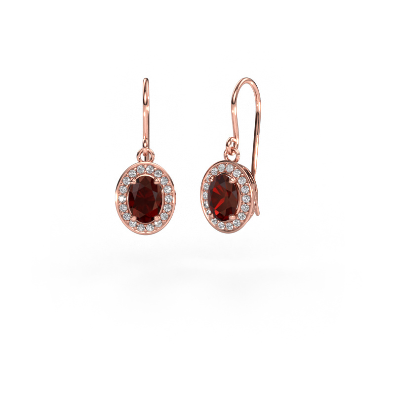 Image of Drop earrings Latesha 585 rose gold Garnet 7x5 mm