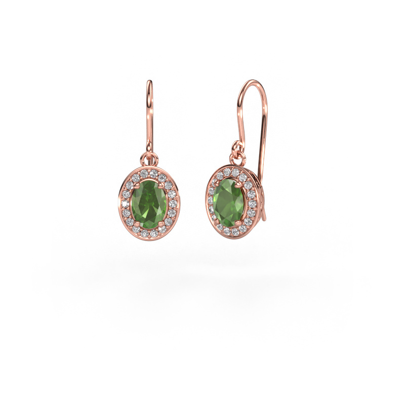 Image de Pendants d'oreilles Latesha 585 or rose Vert tourmaline 7x5 mm