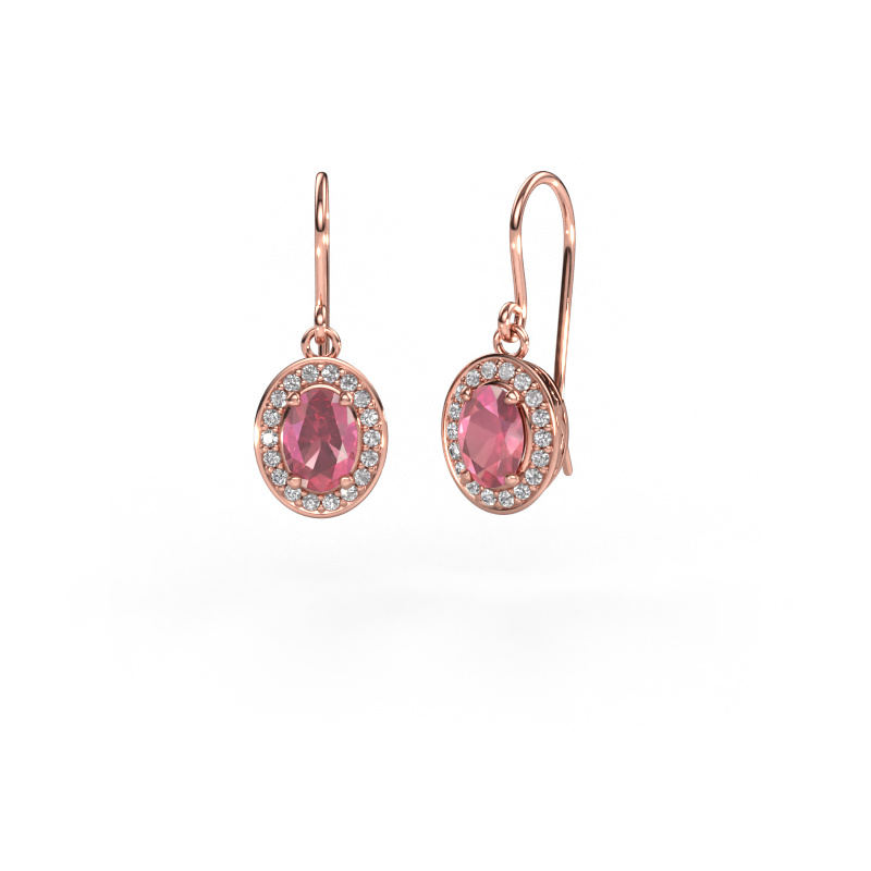 Image of Drop earrings Latesha 585 rose gold Tourmaline pink 7x5 mm