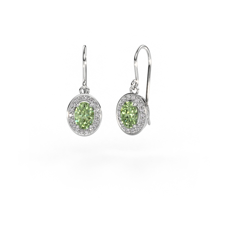 Image de Pendants d'oreilles Latesha 950 platine Diamants synthétiques vert 7x5 mm