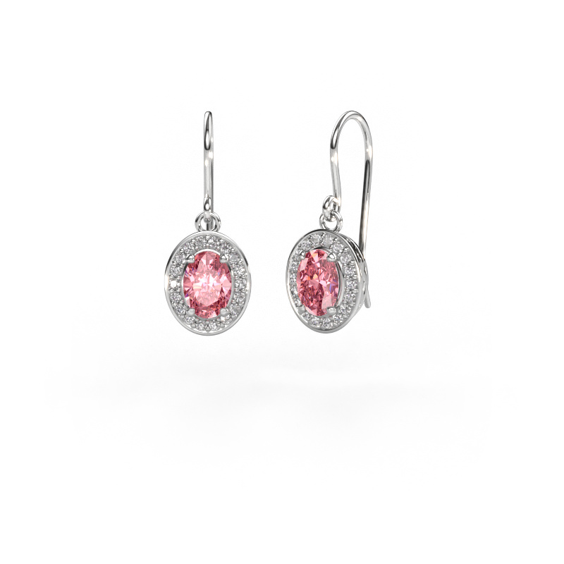 Image of Drop earrings Latesha 585 white gold Pink lab grown diamond 7x5 mm