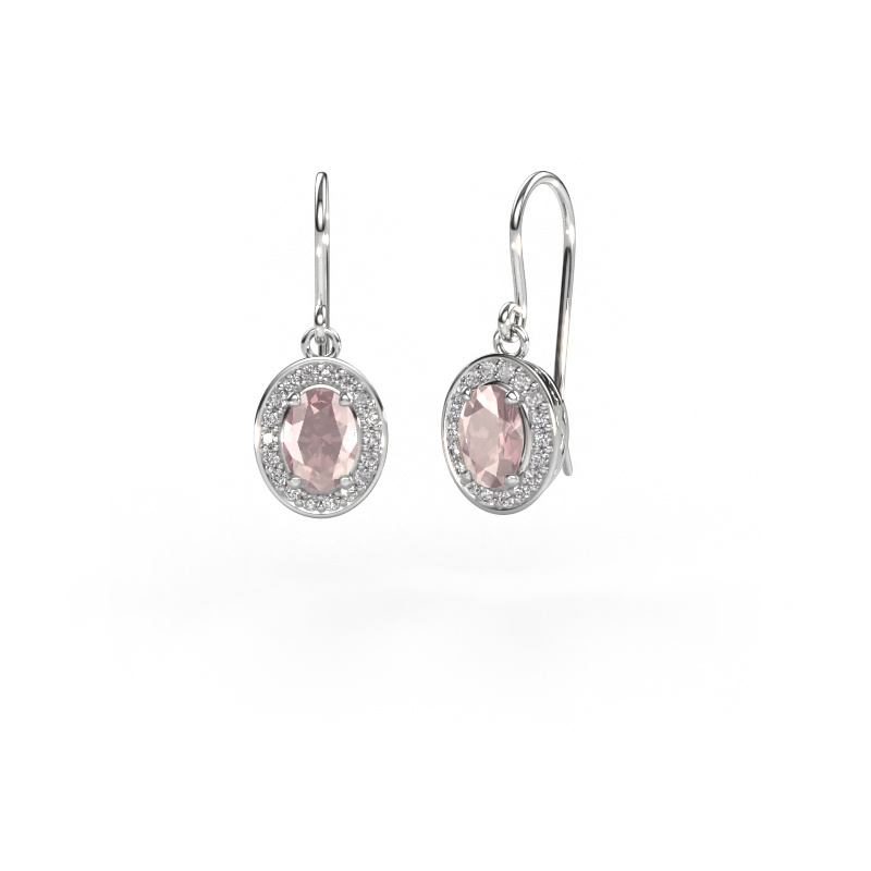 Image de Pendants d'oreilles Latesha 950 platine Champagne morganite 7x5 mm