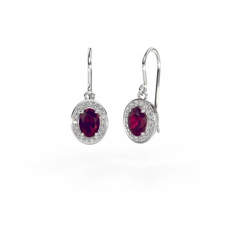 Image of Drop earrings Latesha 950 platinum Rhodolite 7x5 mm