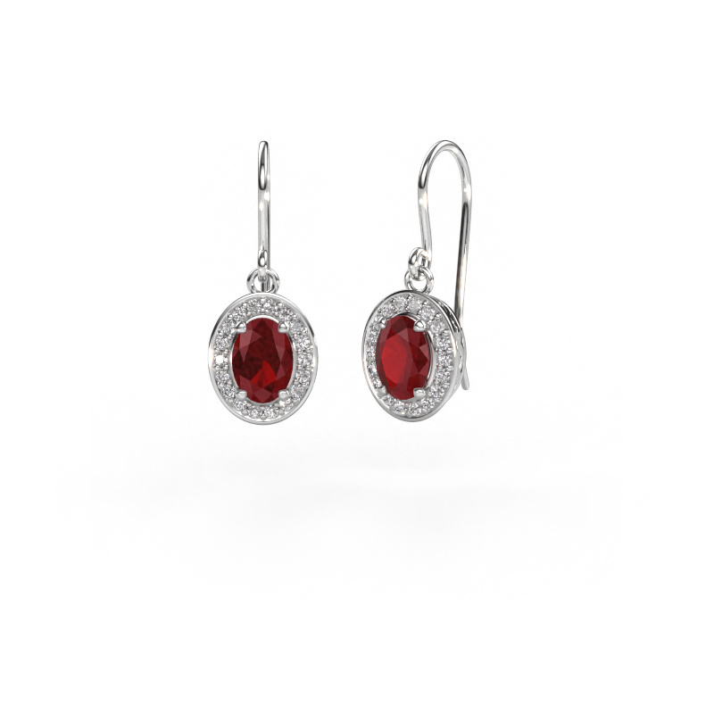 Image de Pendants d'oreilles Latesha 585 or blanc Rubis 7x5 mm