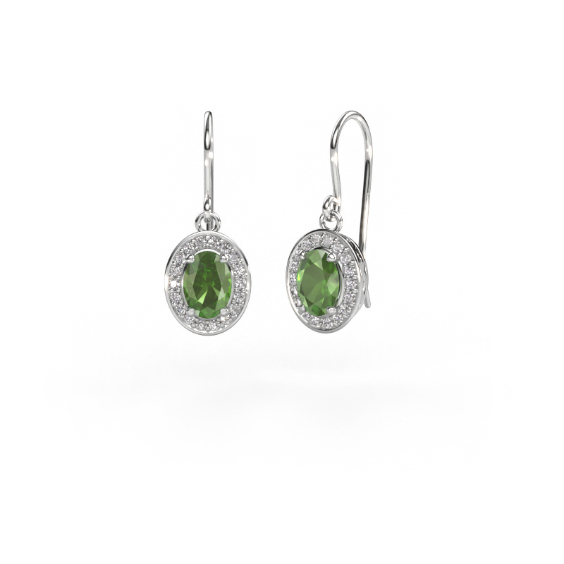 Image of Drop earrings Latesha 950 platinum Tourmaline green 7x5 mm