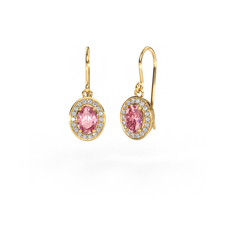 Image of Drop earrings Latesha 585 gold Pink lab grown diamond 7x5 mm